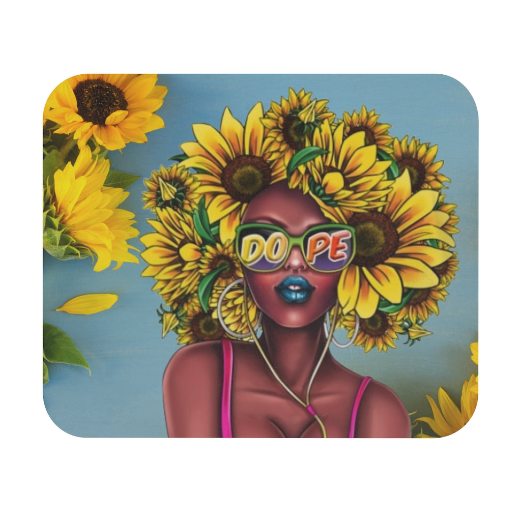 Sunflower 'Fro Lady Mouse Pad