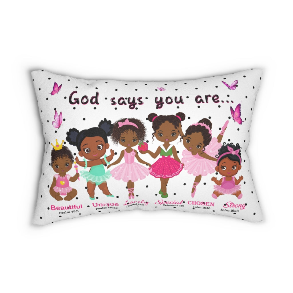 God Says You Are Lumbar Pillow - White