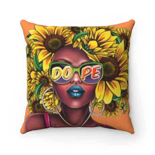 Sunflower 'Fro Lady Square Pillow