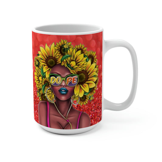 Sunflower 'Fro Lady 15 oz Mug