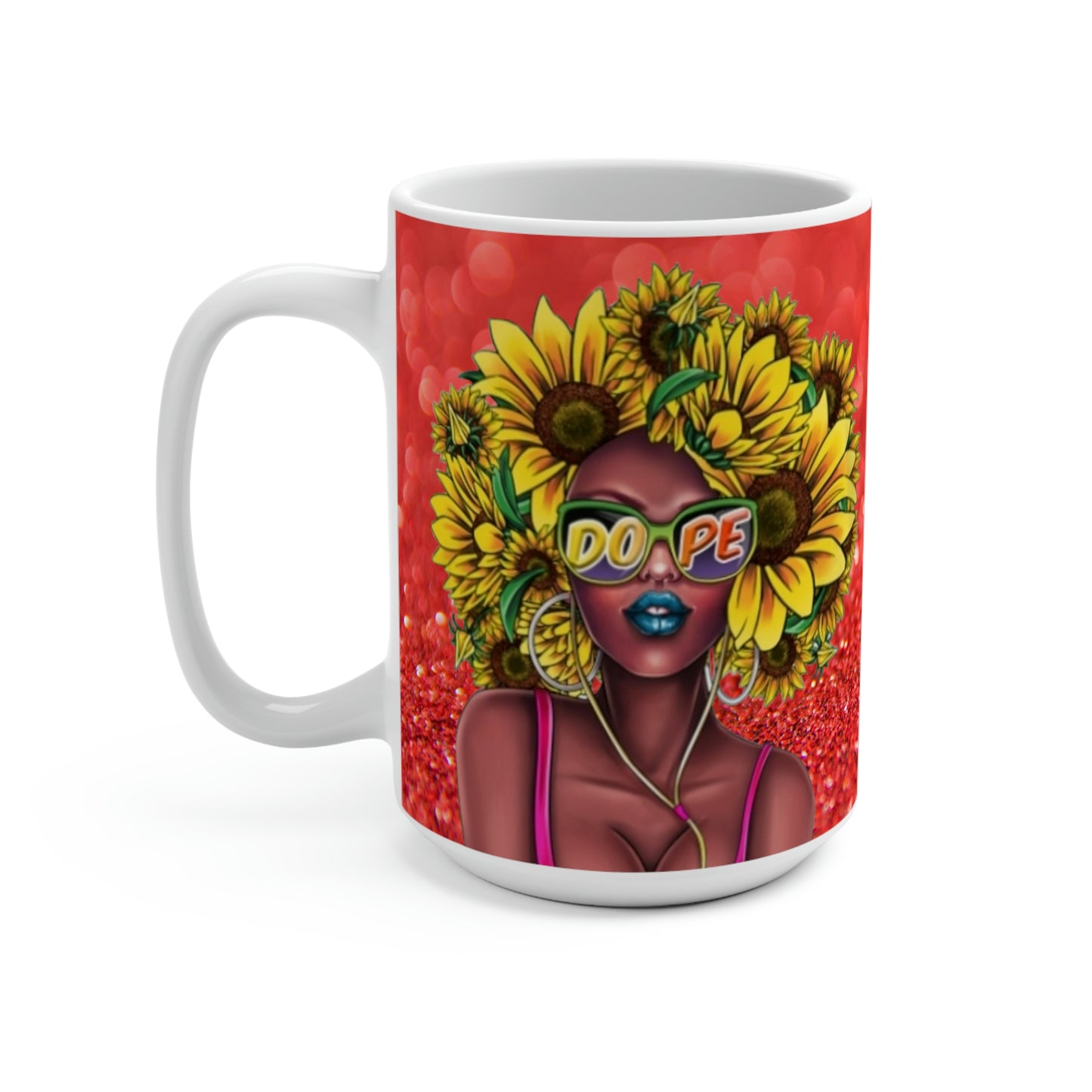 Sunflower 'Fro Lady 15 oz Mug