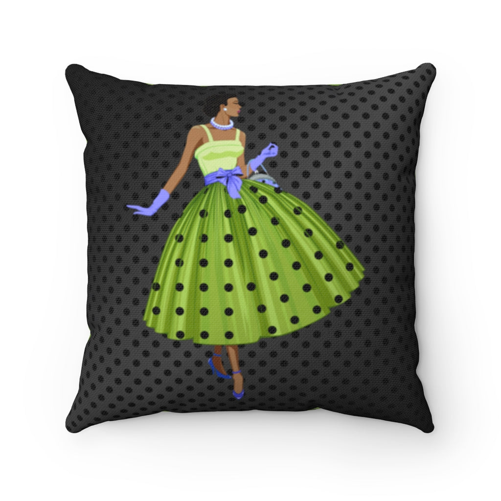 A Woman With Class is Timeless Square Pillow - Green