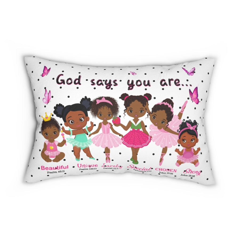 God Says You Are Lumbar Pillow - White