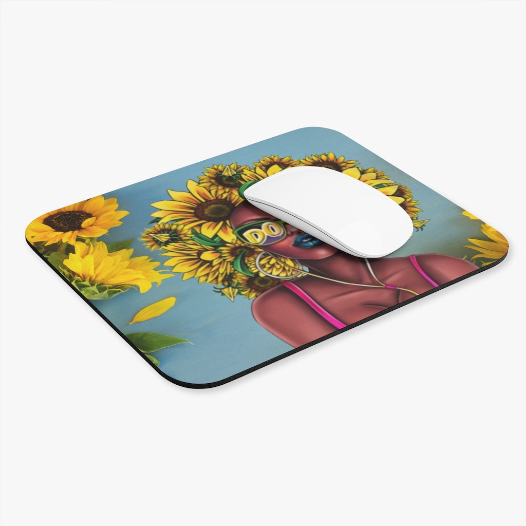 Sunflower 'Fro Lady Mouse Pad