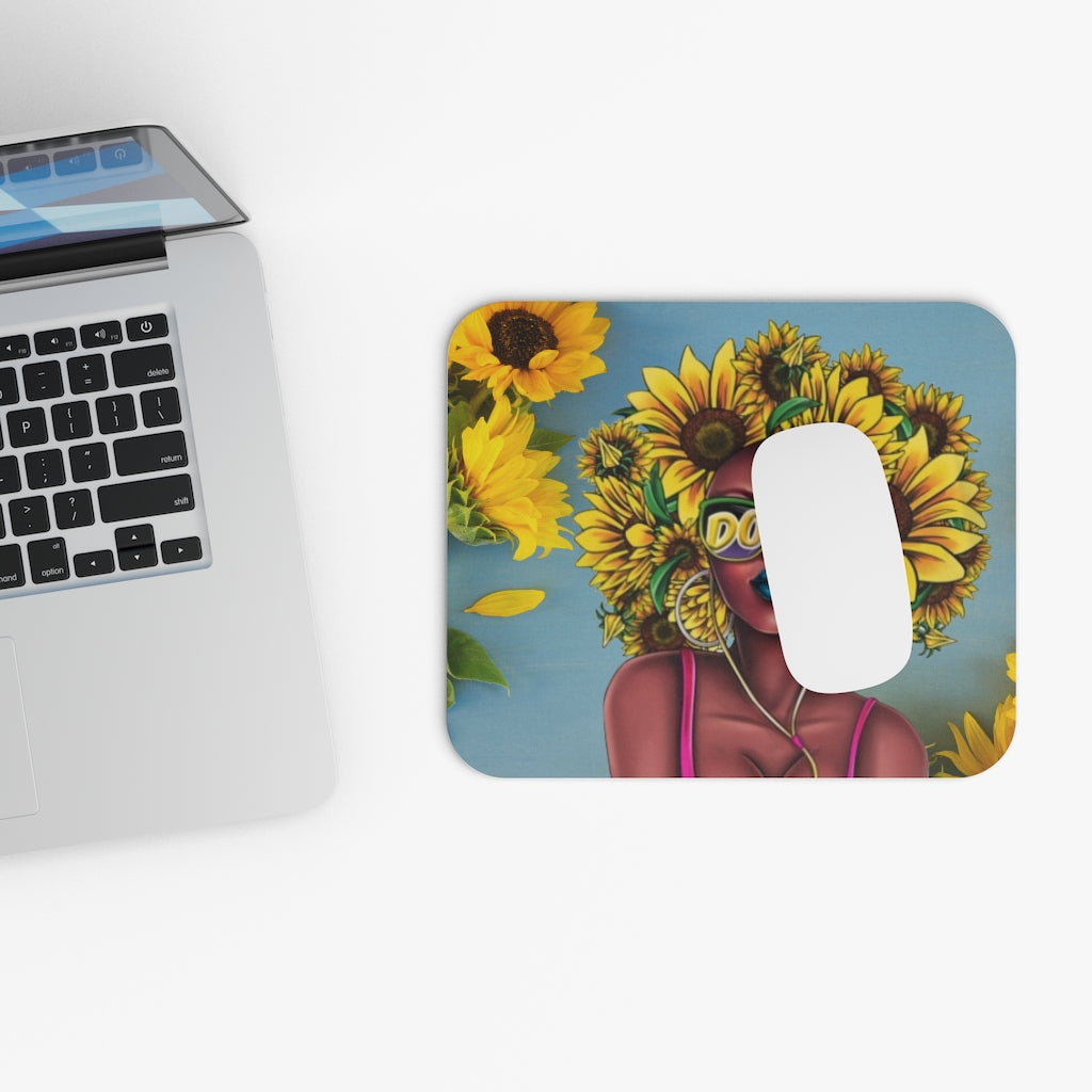 Sunflower 'Fro Lady Mouse Pad